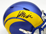 KYREN WILLIAMS AUTOGRAPHED RAMS BLUE SPEED MINI HELMET BECKETT WITNESS 224759