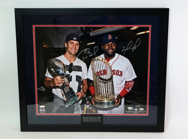Tom Brady and David Ortiz Autographed 16x20 Photo Framed Tristar & Fanatics COA