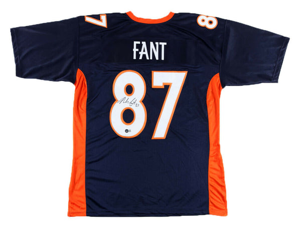 NOAH FANT AUTOGRAPHED SIGNED DENVER BRONCOS #87 NAVY JERSEY BECKETT