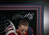 JJ Watt Autographed Houston Texans Framed 16x20 American Flag Photo- JSA W Auth