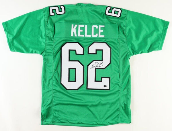 Jason Kelce Signed Philadelphia Eagles Green Jersey (Beckett) 7xPro Bowl Center