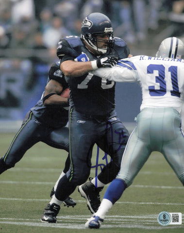 Steve Hutchinson Autographed 8x10 Photo Seattle Seahawks Beckett BAS QR #BS36876