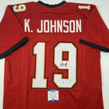 Autographed/Signed KEYSHAWN JOHNSON Tampa Bay Red Football Jersey Beckett COA