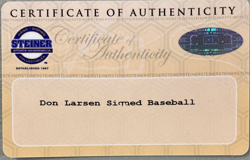 Don Larsen New York Yankees Signed Official MLB Baseball Steiner Sport ...