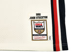 1992 USA DREAM TEAM JOHN STOCKTON AUTOGRAPHED WHITE M&N JERSEY 52 BECKETT 224358