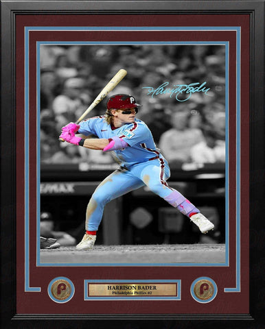 Harrison Bader Throwback Philadelphia Phillies Autographed 11x14 Framed Photo