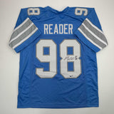 Autographed/Signed D.J. DJ Reader Detroit Blue Football Jersey Beckett BAS COA