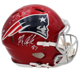 Multi Signed New England Patriots Speed Auth Flash Helmet- R Gronkowski/T Brady