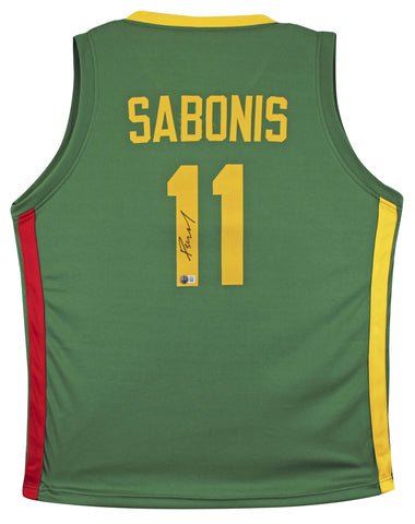 Lithuania Domantas Sabonis Authentic Signed Green Pro Style Jersey BAS Witnessed
