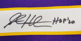 VIKINGS STEVE HUTCHINSON AUTOGRAPHED PURPLE JERSEY "HOF 20" BECKETT QR 201206