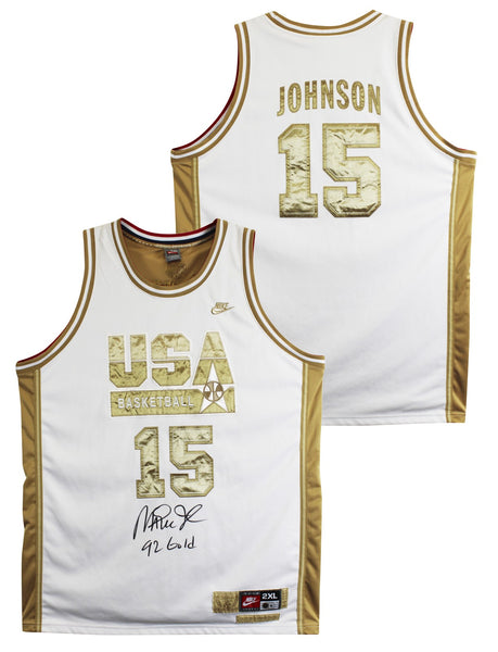 Magic Johnson "92 Gold" Signed White & Gold Nike Team USA Jersey BAS W #5W006547