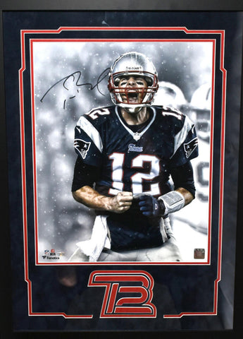 Tom Brady Autographed Patriots 16X20 Framed Celebration Photo - Fanatics/LOA
