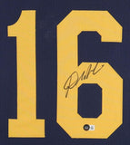 Denard Robinson Signed Michigan Wolverines 35x43 Framed Throwback Jersey Beckett