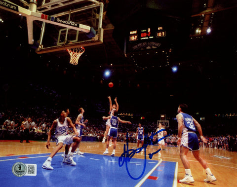 Christian Laettner Autographed/Signed Duke Blue Devils 8x10 Photo Beckett 57414