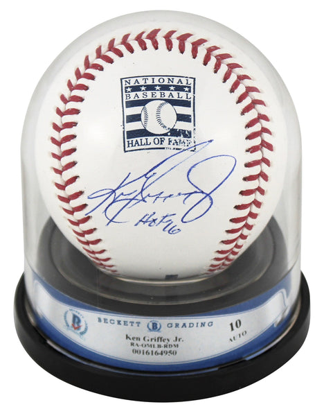 Mariners Ken Griffey Jr. "HOF 16" Signed HOF Logo Oml Baseball Auto 10! BAS 2