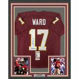 FRAMED Autographed/Signed CHARLIE WARD 33x42 Florida Maroon Jersey JSA COA
