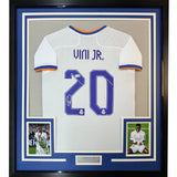 Framed Autographed/Signed Vini Vinicius Jr. 35x39 Real Madrid Jersey COA #2