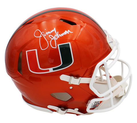 Jimmy Johnson Signed Miami Hurricanes Speed Authentic Flash NCAA Helmet