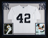 Yankees Mariano Rivera "10x Stat" Signed White Pinstripe Framed Jersey Steiner