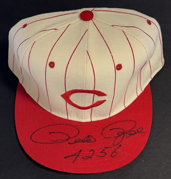 Pete Rose Signed Authentic Roman Reds Hat New Era 4256 Autograph Fanatics COA