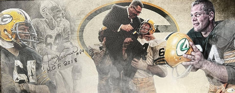 GB Packers JERRY KRAMER Signed 13x31 Stretched Canvas Collage AUTO - JSA