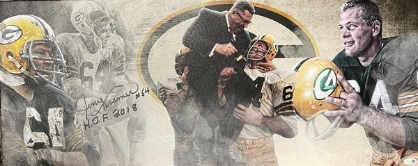 GB Packers JERRY KRAMER Signed 13x31 Stretched Canvas Collage AUTO - JSA
