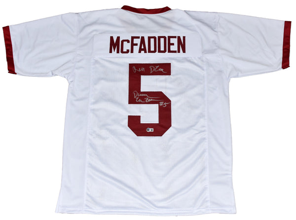 DARREN McFADDEN SIGNED ARKANSAS RAZORBACKS #5 WHITE JERSEY W/ RUN DMC