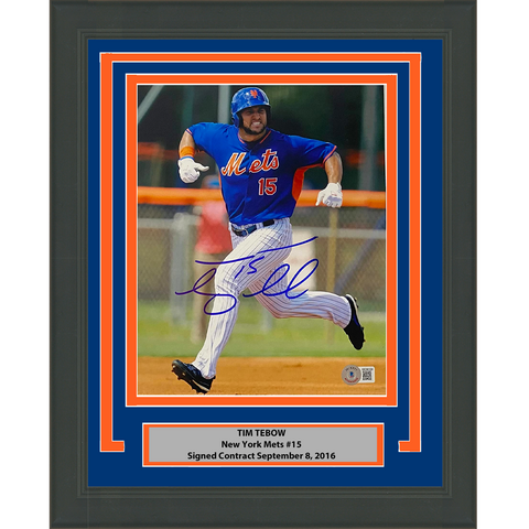 Framed Autographed/Signed Tim Tebow New York Mets 8x10 Baseball Photo BAS COA