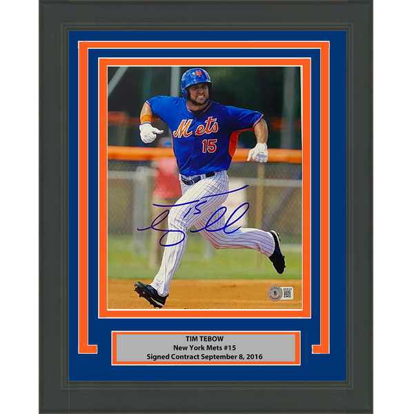 Framed Autographed/Signed Tim Tebow New York Mets 8x10 Baseball Photo BAS COA