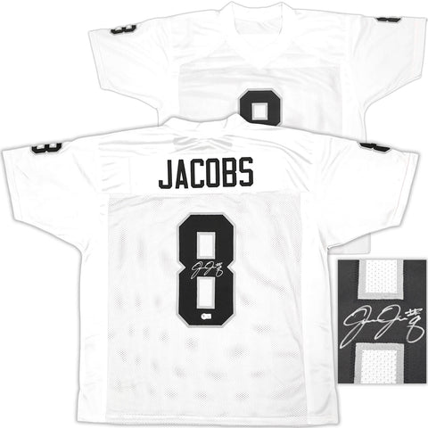 LAS VEGAS RAIDERS JOSH JACOBS AUTOGRAPHED WHITE JERSEY BECKETT WITNESS 222008
