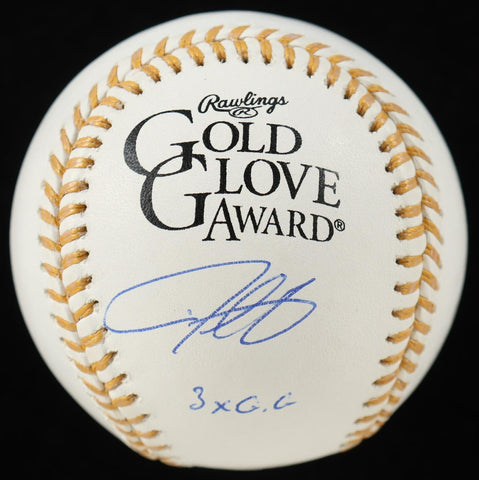 Derek Lee Signed Chicago Cubs Gold Glove Award Rawlings Baseball "3xG. G" (JSA)