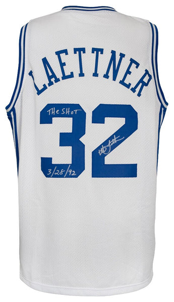 Christian Laettner Signed White Custom College Basketball Jersey w/Shot (SS COA)