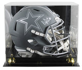 Cowboys Dak Prescott Signed Slate Full Size Speed Rep Helmet W/ Case BAS Witness