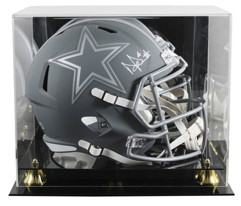 Cowboys Dak Prescott Signed Slate Full Size Speed Rep Helmet W/ Case BAS Witness