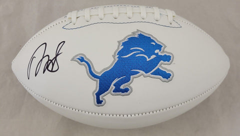 DAVID MONTGOMERY SIGNED DETROIT LIONS F/S WHITE PANEL LOGO FOOTBALL BECKETT QR