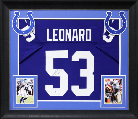 Darius Leonard Authentic Signed Blue Pro Style Framed Jersey BAS Witnessed