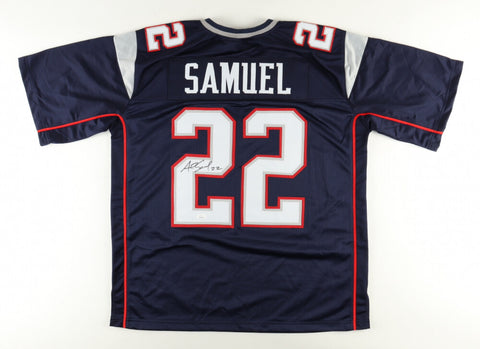 Asante Samuel Sr. Signed New England Jersey (JSA COA) Patriots 2xSuper Bowl D.B.