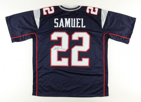 Asante Samuel Sr. Signed New England Jersey (JSA COA) Patriots 2xSuper Bowl D.B.