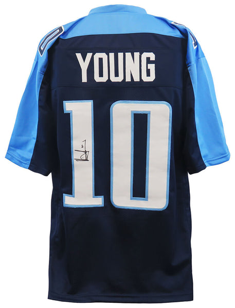 Vince Young Signed Blue Custom Football Jersey - (SCHWARTZ COA)