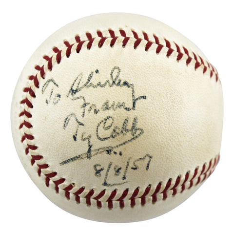 Tigers Ty Cobb To Shirley From 8/8/57 Authentic Signed Oal Baseball JSA #XX00562