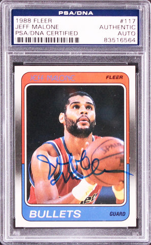 Bullets Jeff Malone Authentic Signed 1988 Fleer #117 Card PSA/DNA Slabbed