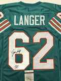 Autographed/Signed JIM LANGER "HOF 87" Miami Teal Football Jersey JSA COA Auto