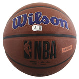 Lakers Shaquille O'Neal Signed Wilson Lakers Logo Brown Basketball BAS Witnessed