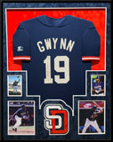 FRAMED IN SUEDE SAN DIEGO PADRES TONY GWYNN AUTOGRAPHED SIGNED JERSEY PSA COA