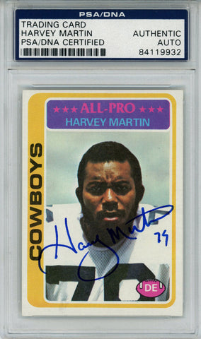 Harvey Martin Autographed 1978 Topps #110 Trading Card PSA Slab 43731