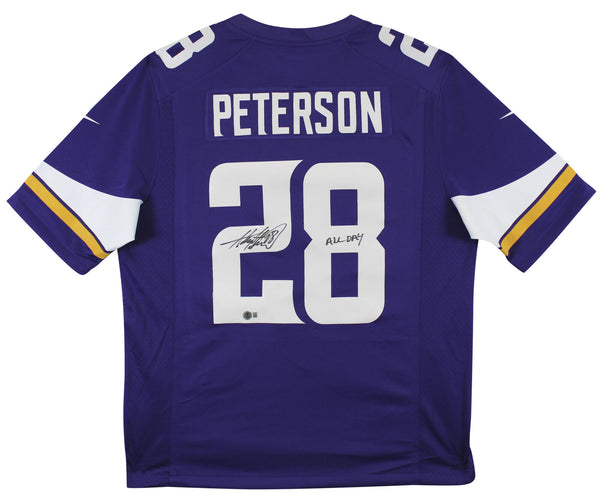Vikings Adrian Peterson "All Day" Signed Purple Nike Game Jersey BAS Witnessed