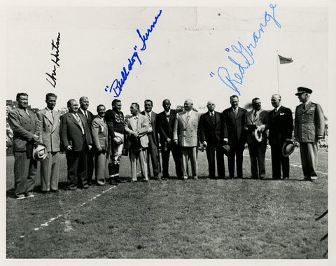 Red Grange, Don Hutson & Bulldog Turner Signed 8x10 Photo JSA LOA 48284