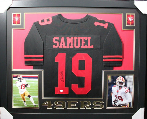 DEEBO SAMUEL (49ers black SKYLINE) Signed Autographed Framed Jersey JSA