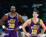 JOHN STOCKTON AUTOGRAPHED 16X20 PHOTO JAZZ W/ KARL MALONE BECKETT WITNESS 224363