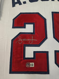 FRAMED ATLANTA BRAVES ANDRUW JONES AUTOGRAPHED SIGNED JERSEY BECKETT HOLO